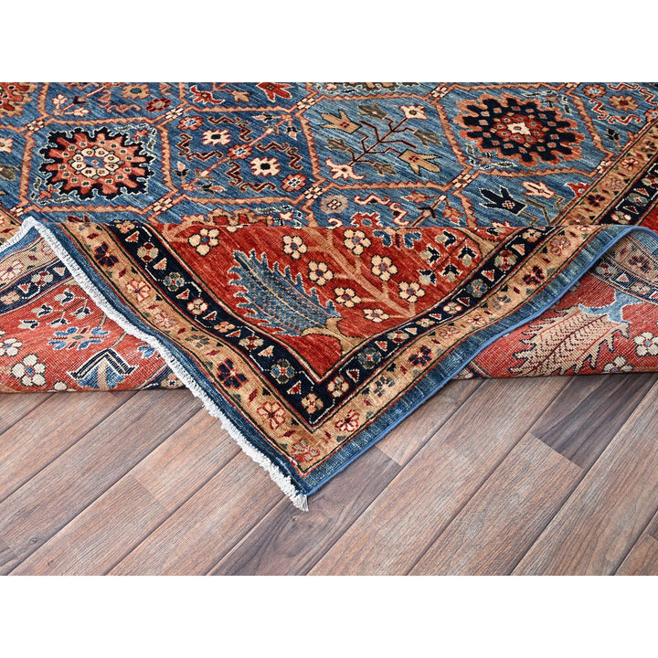 10'1" x 13'9" New Hand Knotted Blue Wool Rectangle Oriental Rug - MOA1021096