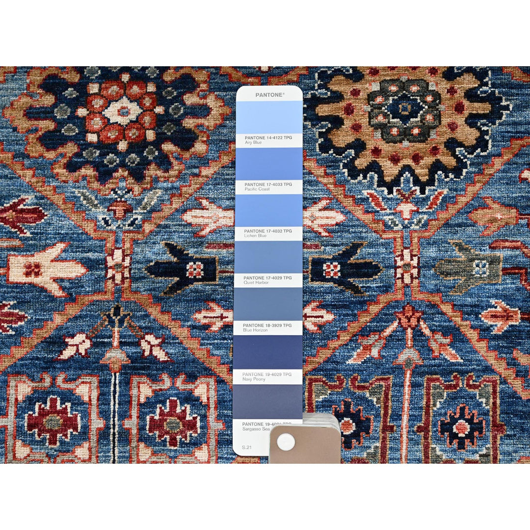 10'1" x 13'9" New Hand Knotted Blue Wool Rectangle Oriental Rug - MOA1021096