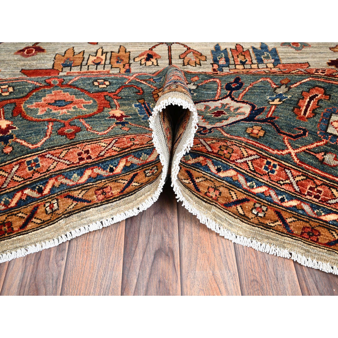 10'4" x 14'0" New Hand Knotted Green Wool Rectangle Oriental Rug - MOA1021097