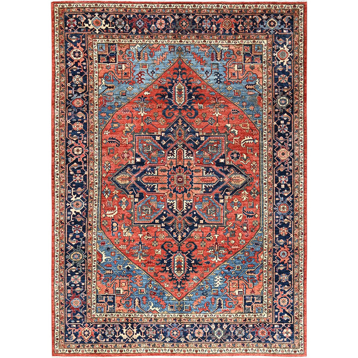 10'2" x 13'10" New Hand Knotted Red Wool Rectangle Oriental Rug - MOA1021098