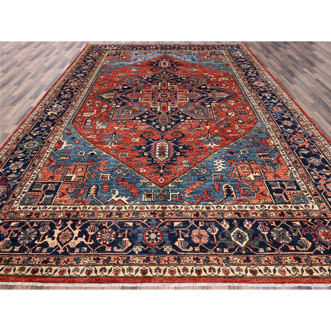 10'2" x 13'10" New Hand Knotted Red Wool Rectangle Oriental Rug - MOA1021098