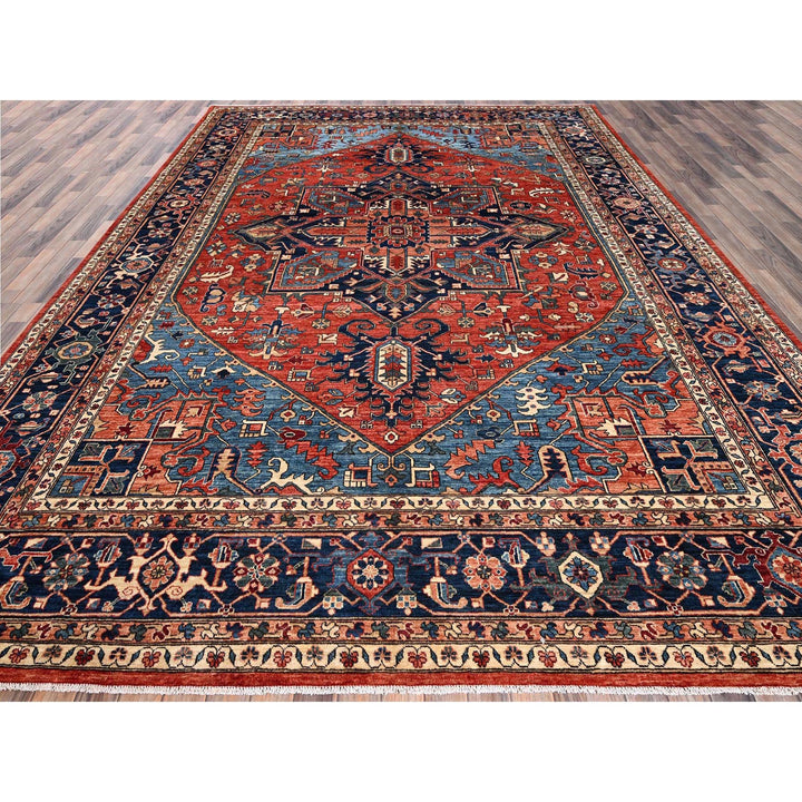 10'2" x 13'10" New Hand Knotted Red Wool Rectangle Oriental Rug - MOA1021098