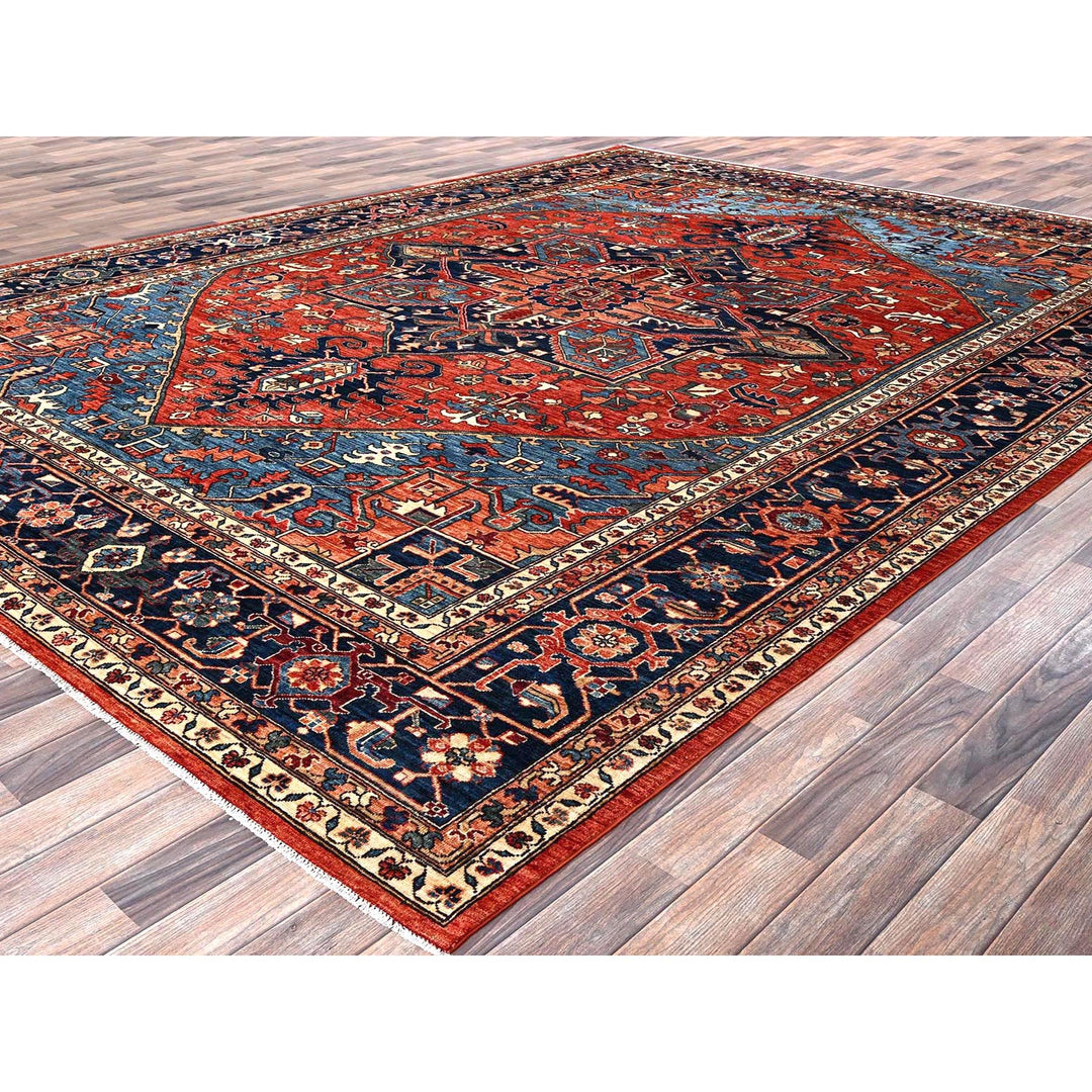 10'2" x 13'10" New Hand Knotted Red Wool Rectangle Oriental Rug - MOA1021098