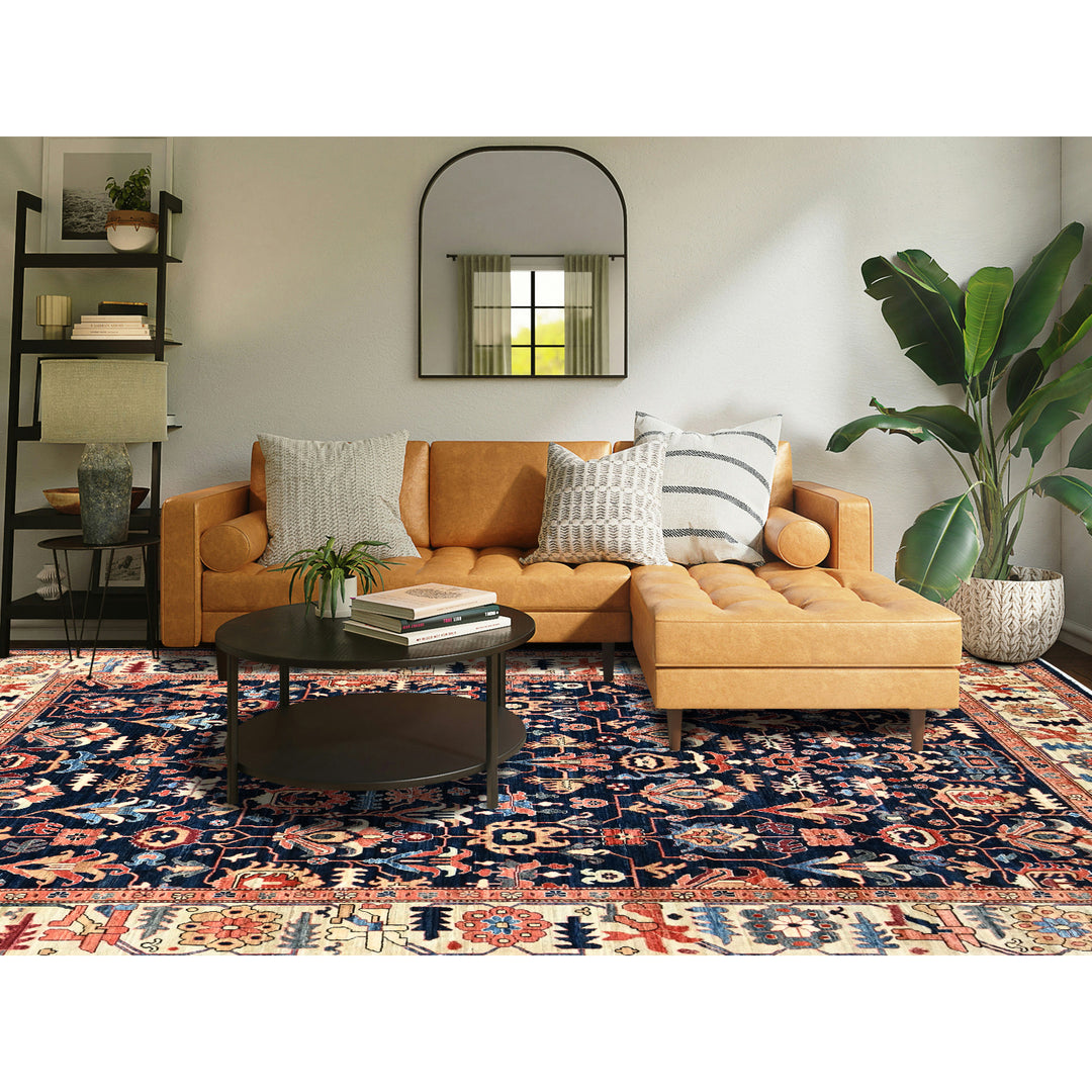 9'2" x 11'10" New Hand Knotted Blue Wool Rectangle Oriental Rug - MOA1021099