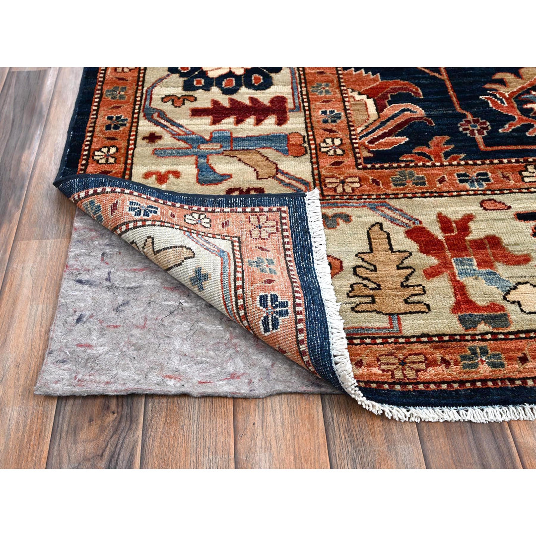 9'2" x 11'10" New Hand Knotted Blue Wool Rectangle Oriental Rug - MOA1021099