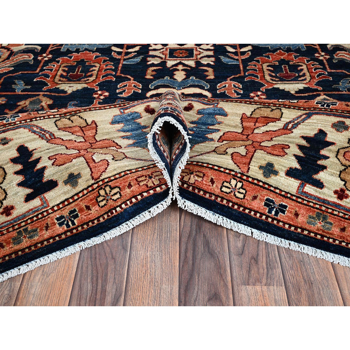 9'2" x 11'10" New Hand Knotted Blue Wool Rectangle Oriental Rug - MOA1021099