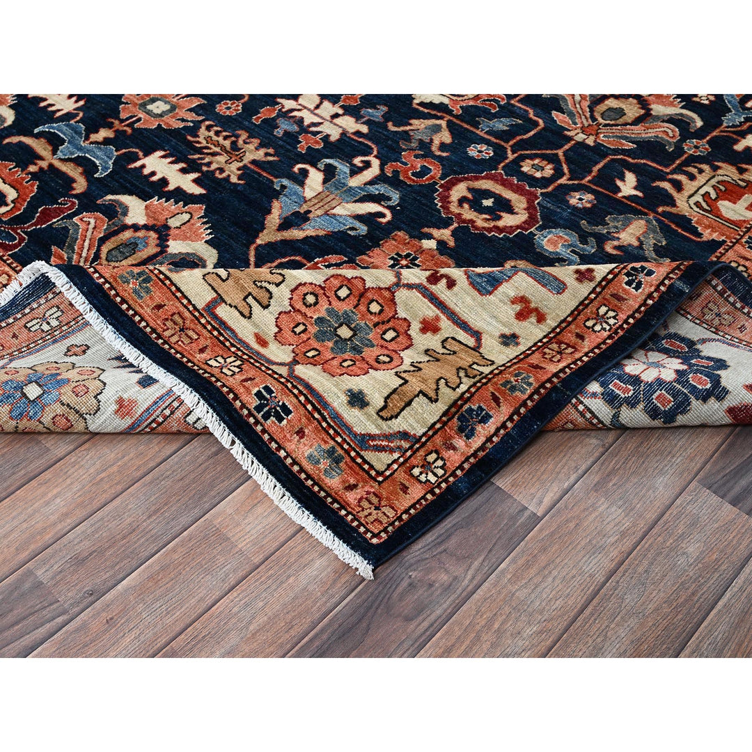 9'2" x 11'10" New Hand Knotted Blue Wool Rectangle Oriental Rug - MOA1021099