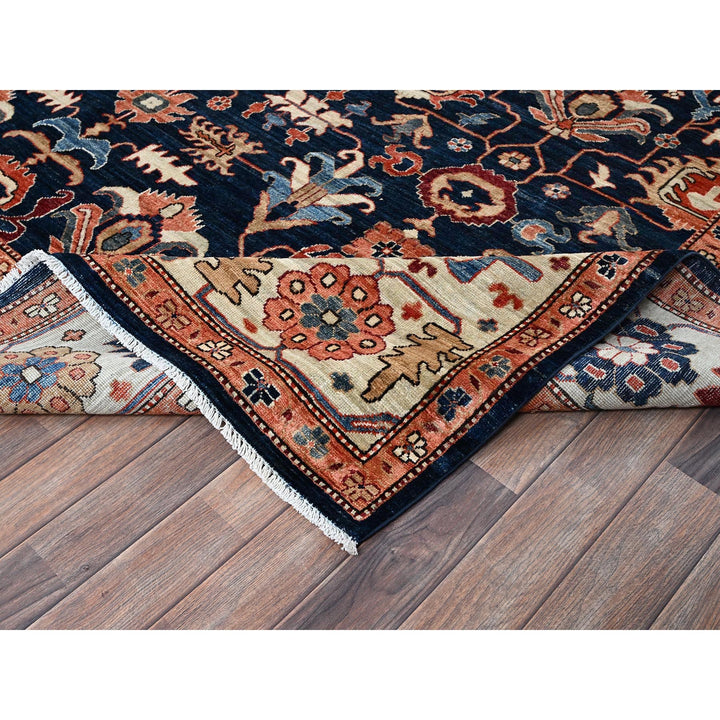 9'2" x 11'10" New Hand Knotted Blue Wool Rectangle Oriental Rug - MOA1021099