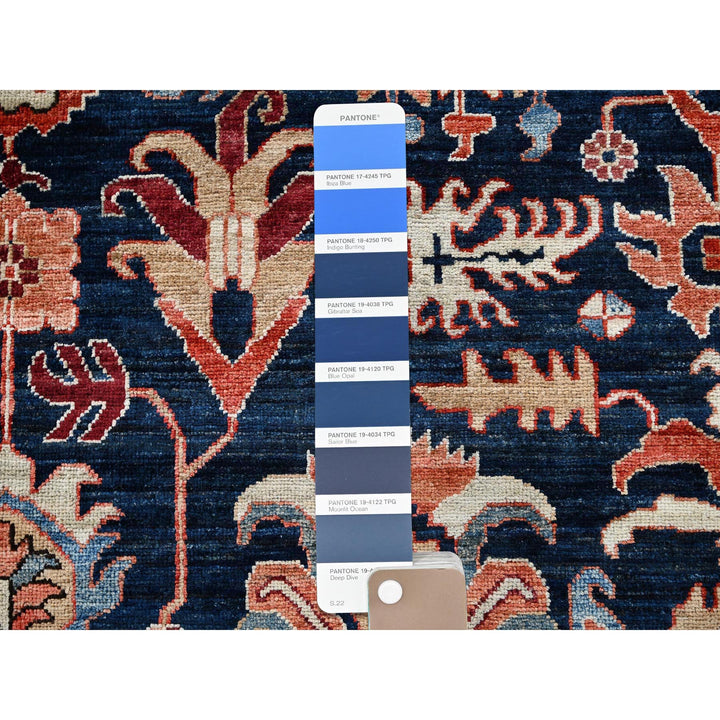 9'2" x 11'10" New Hand Knotted Blue Wool Rectangle Oriental Rug - MOA1021099