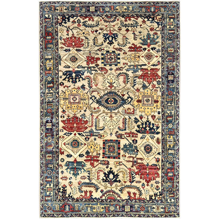 5'9" x 8'6" New Hand Knotted Ivory Wool Rectangle Oriental Rug - MOA1021101