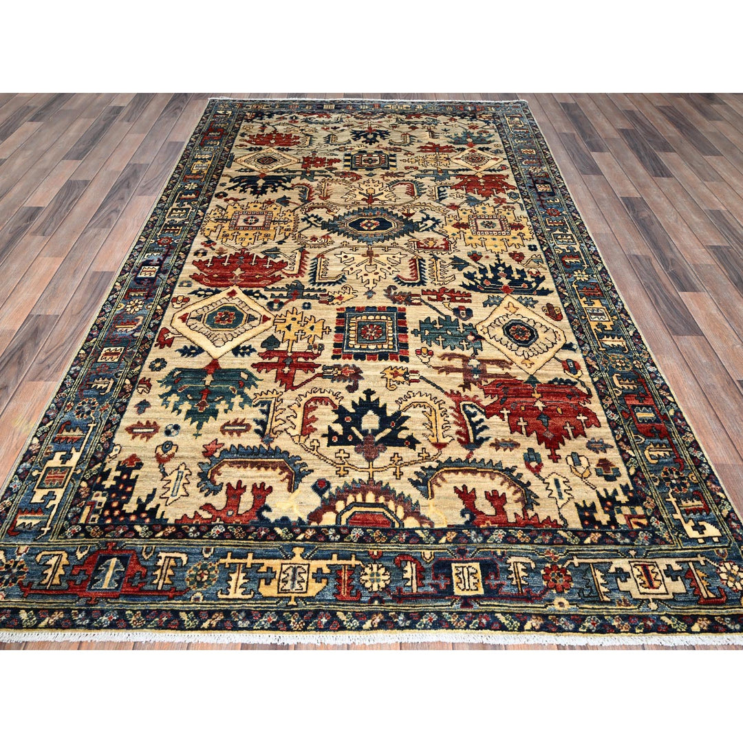 5'9" x 8'6" New Hand Knotted Ivory Wool Rectangle Oriental Rug - MOA1021101
