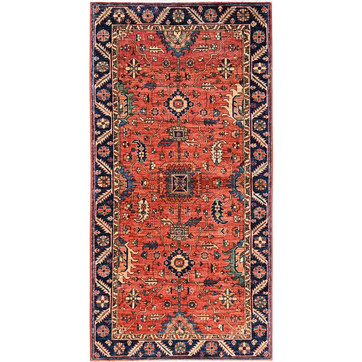4'2" x 8'4" New Hand Knotted Red Wool Runner Oriental Rug - MOA1021104