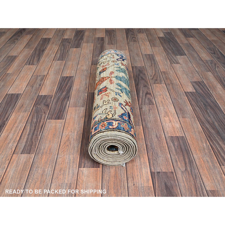 2'10" x 11'11" New Hand Knotted Green Wool Runner Oriental Rug - MOA1021105