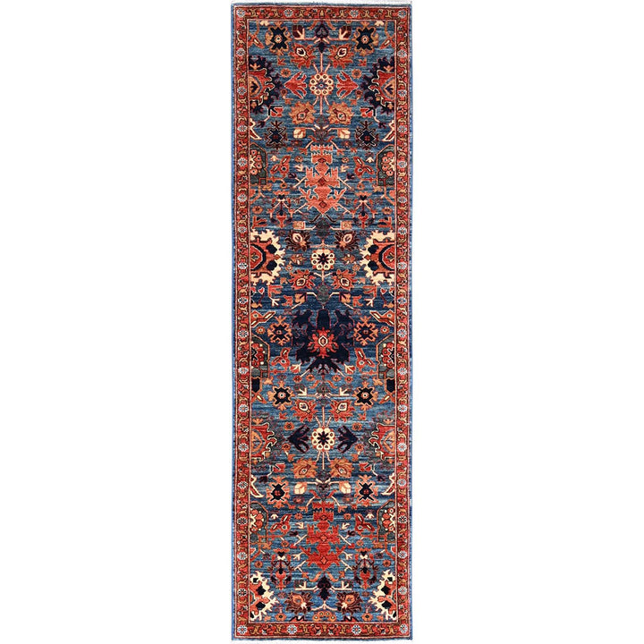 2'8" x 9'11" New Hand Knotted Blue Wool Runner Oriental Rug - MOA1021107