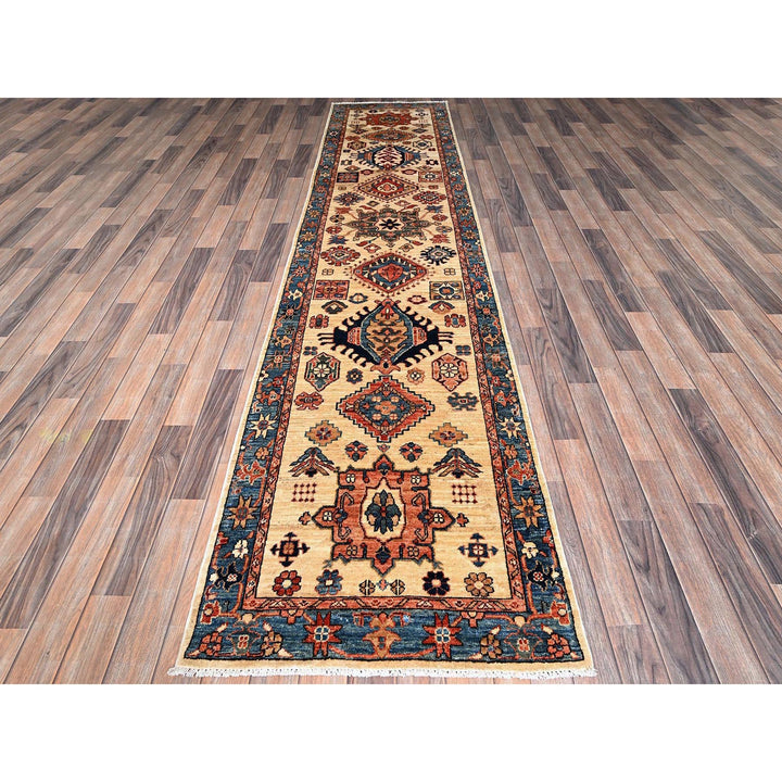 2'9" x 11'9" New Hand Knotted Ivory Wool Runner Oriental Rug - MOA1021109