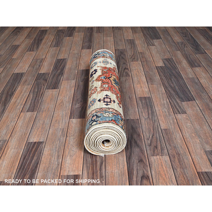 2'9" x 11'9" New Hand Knotted Ivory Wool Runner Oriental Rug - MOA1021109