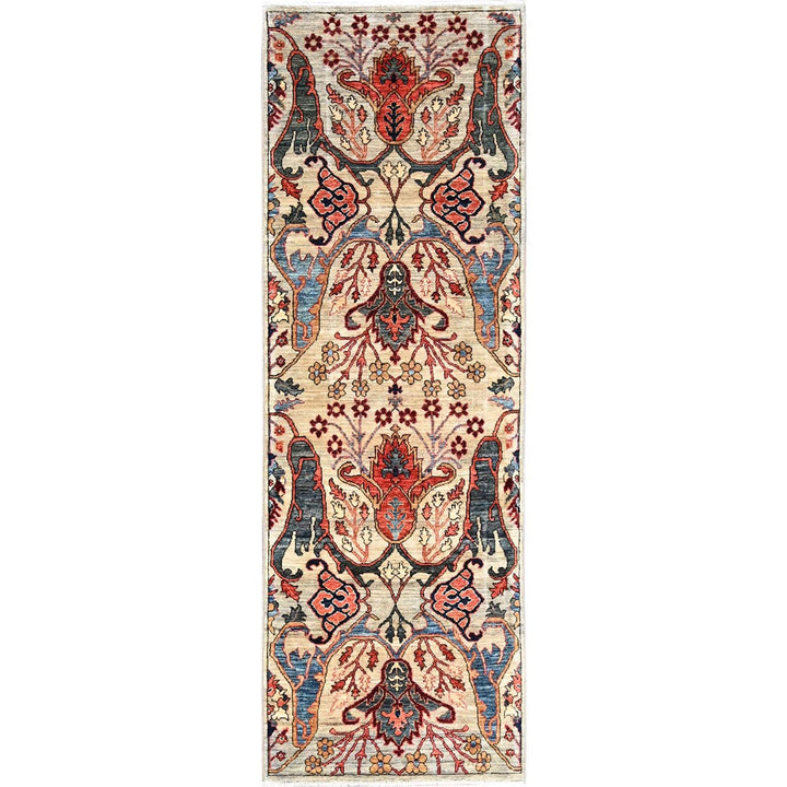 2'9" x 8'4" New Hand Knotted Ivory Wool Runner Oriental Rug - MOA1021110
