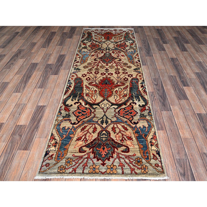 2'9" x 8'4" New Hand Knotted Ivory Wool Runner Oriental Rug - MOA1021110