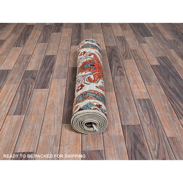2'9" x 8'4" New Hand Knotted Ivory Wool Runner Oriental Rug - MOA1021110
