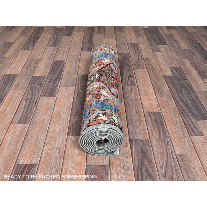 2'8" x 10'1" New Hand Knotted Grey Wool Runner Oriental Rug - MOA1021111
