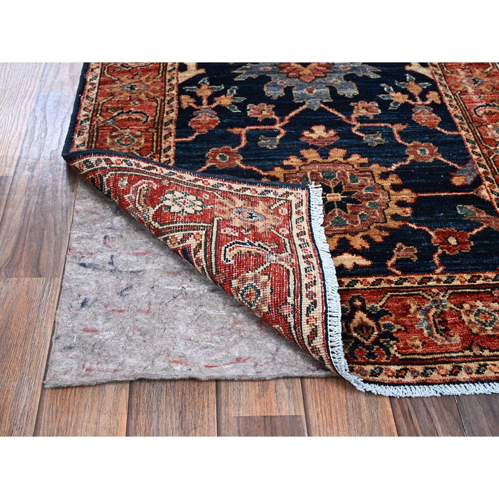 2'6" x 7'9" New Hand Knotted Blue Wool Runner Oriental Rug - MOA1021113
