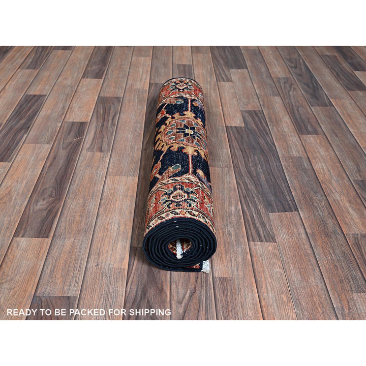 2'6" x 7'9" New Hand Knotted Blue Wool Runner Oriental Rug - MOA1021113