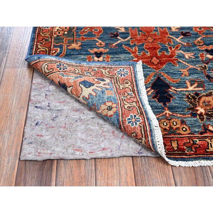 2'10" x 9'7" New Hand Knotted Blue Wool Runner Oriental Rug - MOA1021115