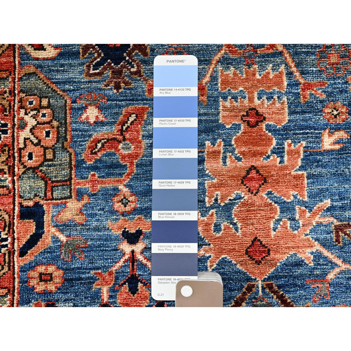 2'10" x 9'7" New Hand Knotted Blue Wool Runner Oriental Rug - MOA1021115