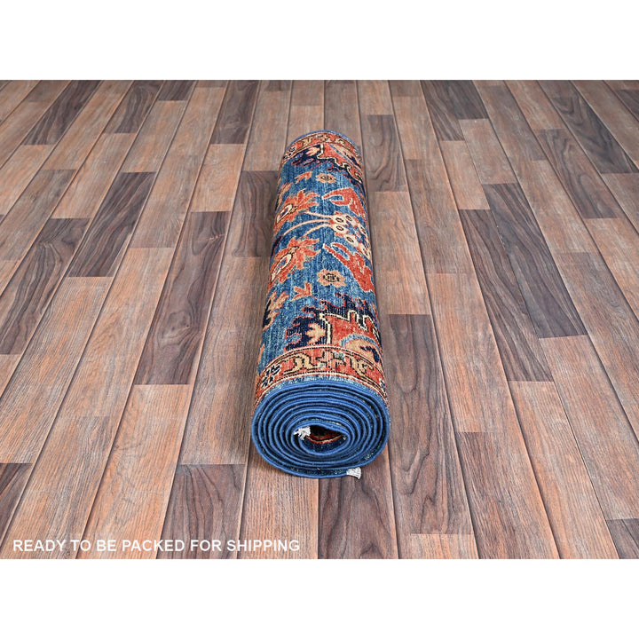 2'10" x 9'7" New Hand Knotted Blue Wool Runner Oriental Rug - MOA1021115