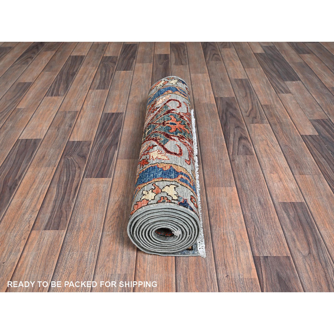 2'9" x 9'11" New Hand Knotted Grey Wool Runner Oriental Rug - MOA1021116