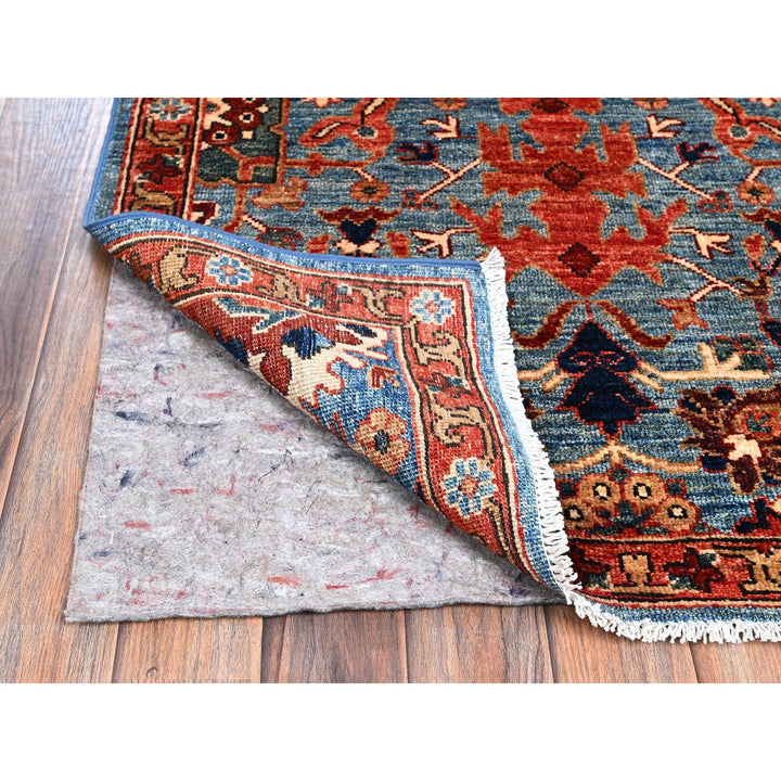 2'10" x 9'10" New Hand Knotted Blue Wool Runner Oriental Rug - MOA1021118