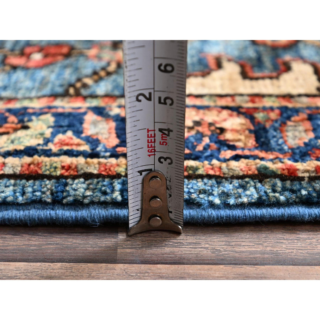 2'7" x 21'5" New Hand Knotted Blue Wool Runner Oriental Rug - MOA1021122