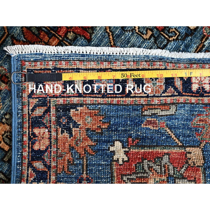 2'7" x 21'5" New Hand Knotted Blue Wool Runner Oriental Rug - MOA1021122