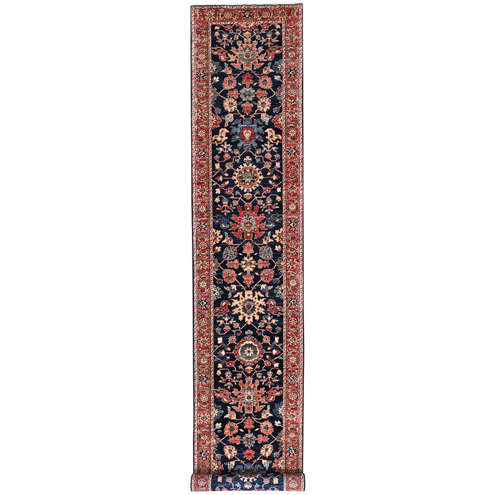 3'0" x 19'8" New Hand Knotted Blue Wool Runner Oriental Rug - MOA1021124