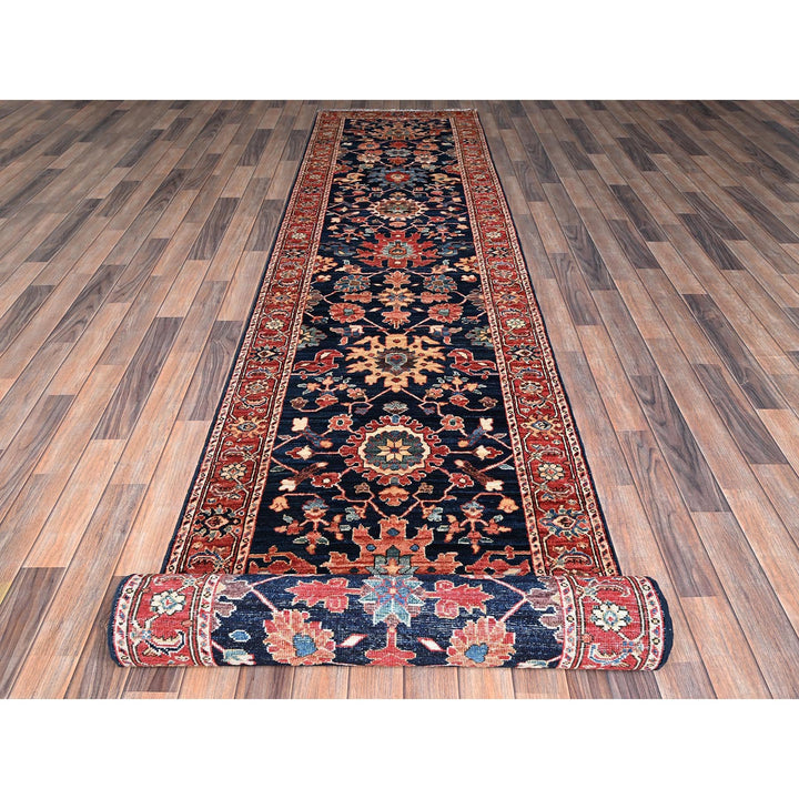 3'0" x 19'8" New Hand Knotted Blue Wool Runner Oriental Rug - MOA1021124