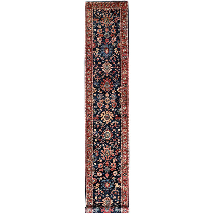 3'1" x 19'8" New Hand Knotted Blue Wool Runner Oriental Rug - MOA1021125