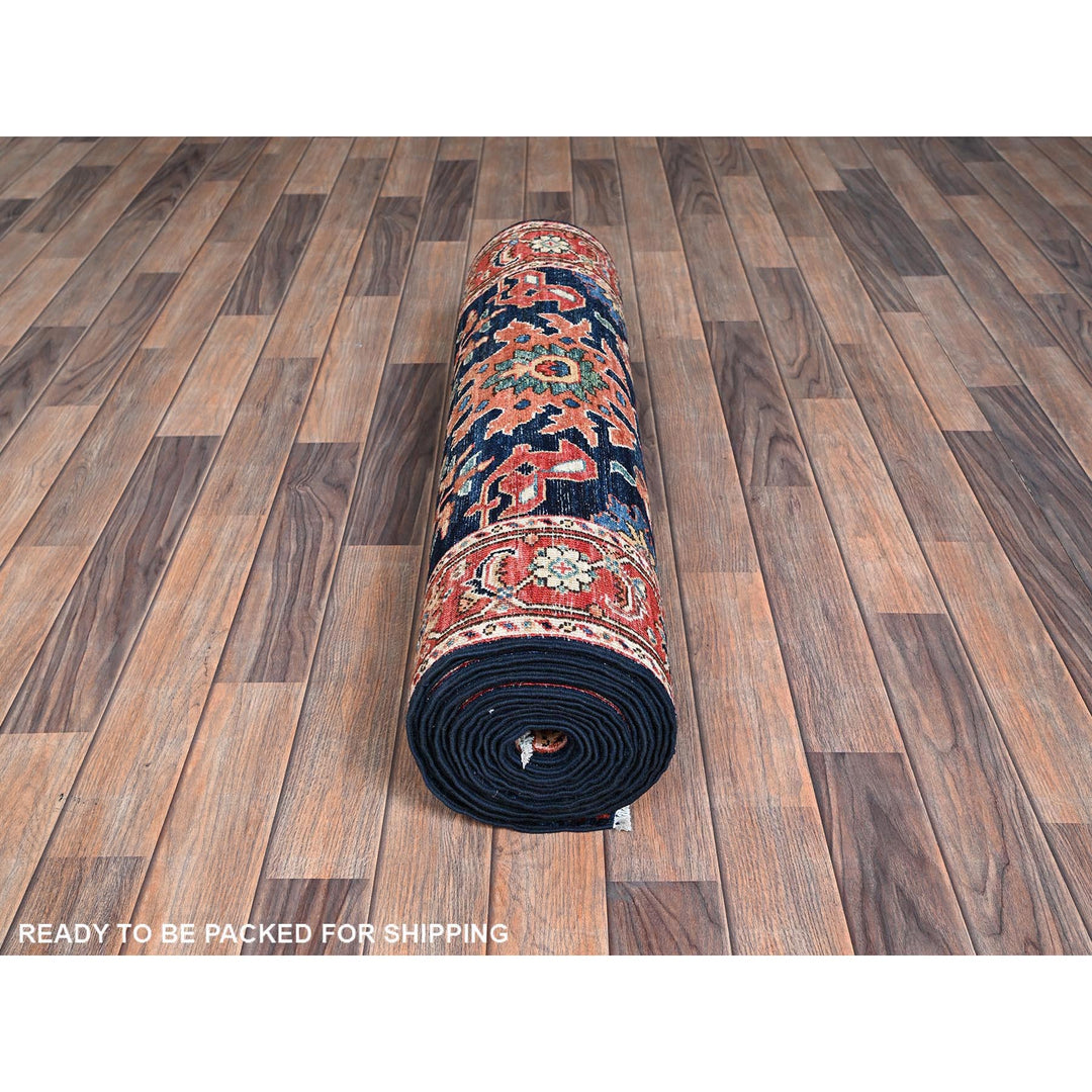 3'1" x 19'8" New Hand Knotted Blue Wool Runner Oriental Rug - MOA1021125