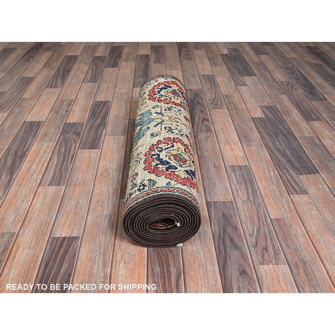 2'11" x 13'10" New Hand Knotted Brown Wool Runner Oriental Rug - MOA1021126