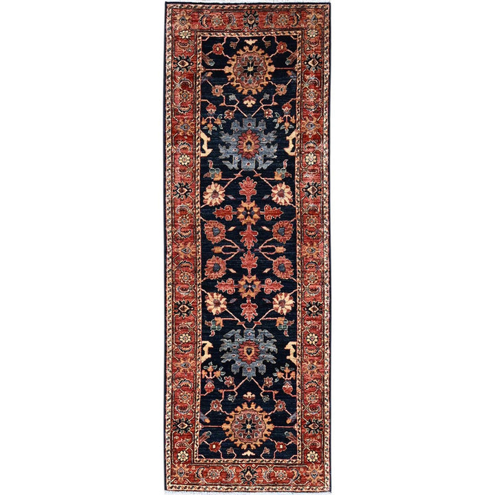 2'6" x 7'10" New Hand Knotted Blue Wool Runner Oriental Rug - MOA1021128