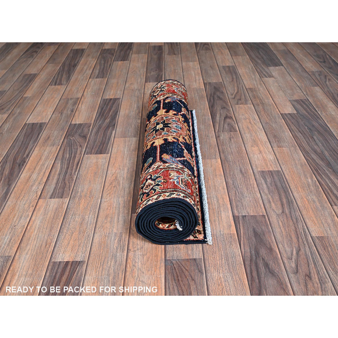 2'6" x 7'10" New Hand Knotted Blue Wool Runner Oriental Rug - MOA1021128