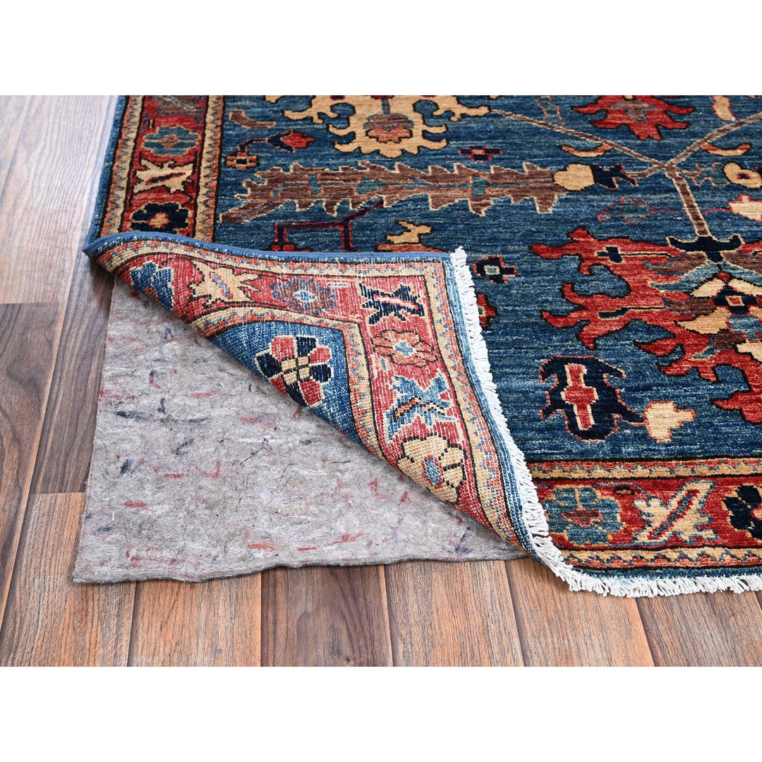 4'2" x 10'0" New Hand Knotted Blue Wool Runner Oriental Rug - MOA1021129