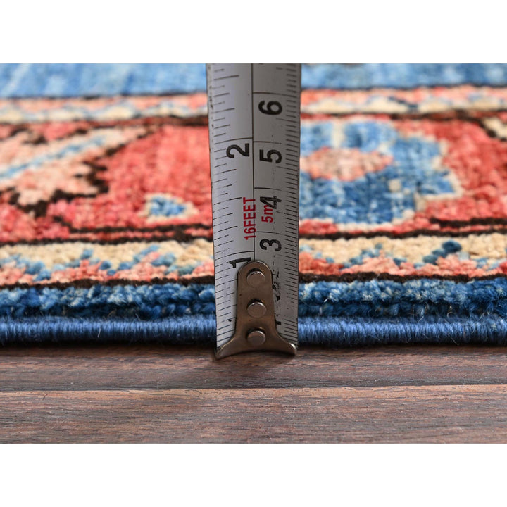4'2" x 10'0" New Hand Knotted Blue Wool Runner Oriental Rug - MOA1021129