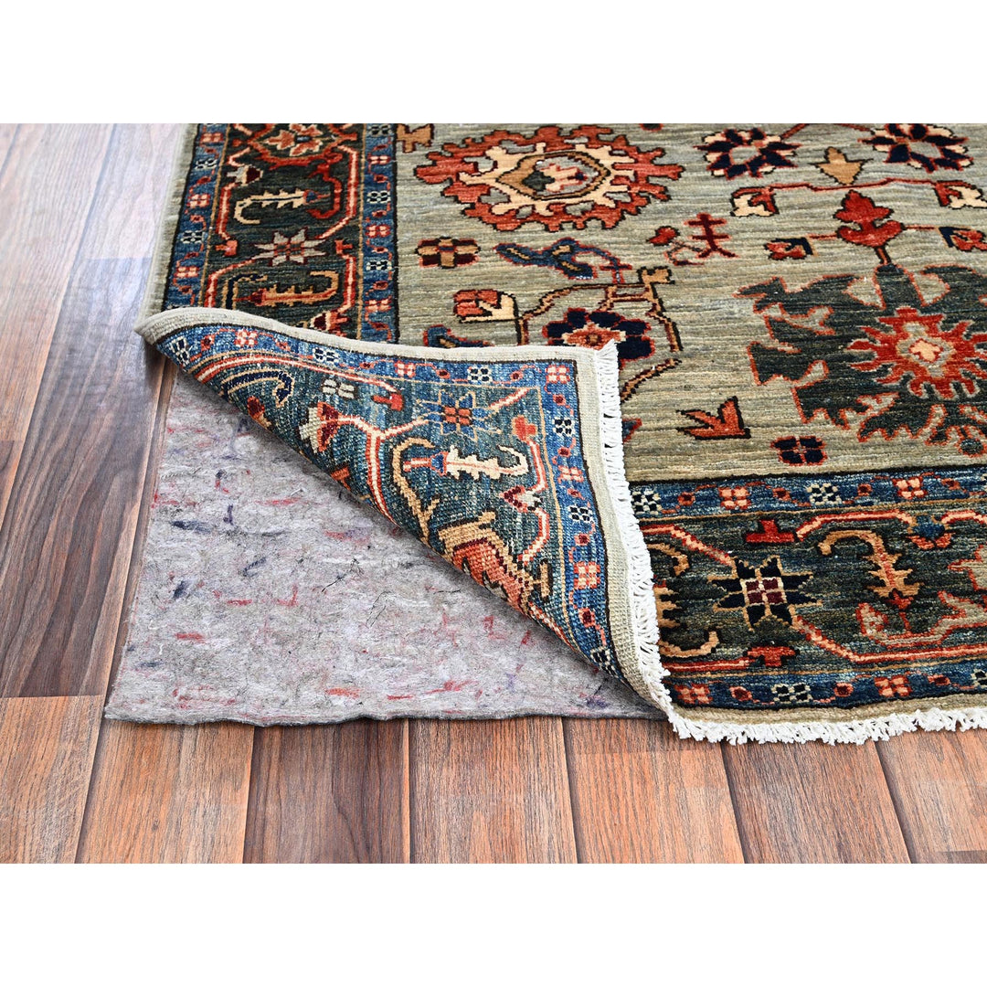 4'2" x 11'9" New Hand Knotted Green Wool Runner Oriental Rug - MOA1021130