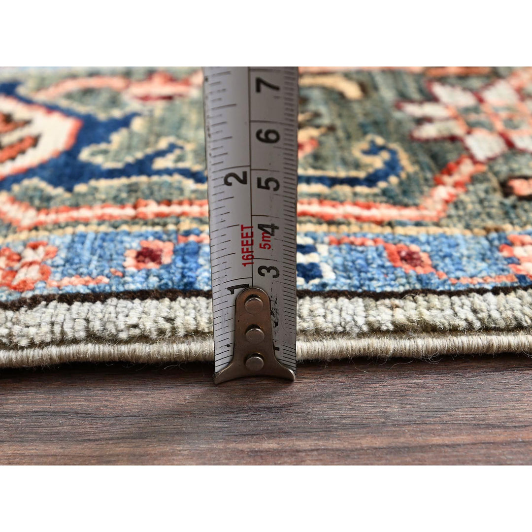 4'2" x 11'9" New Hand Knotted Green Wool Runner Oriental Rug - MOA1021130