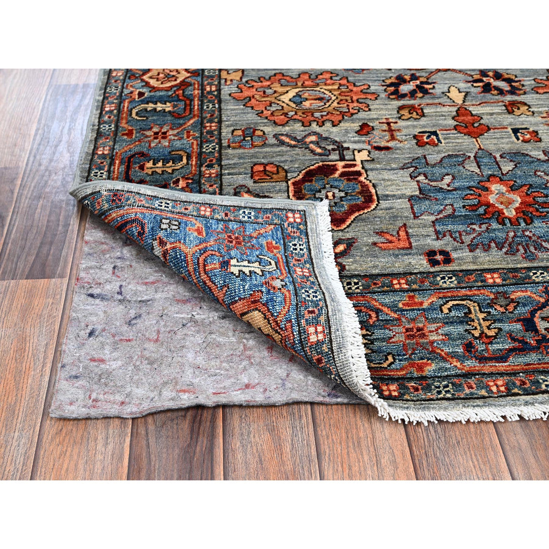 4'1" x 11'9" New Hand Knotted Grey Wool Runner Oriental Rug - MOA1021132