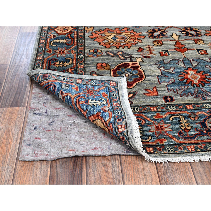 4'1" x 11'9" New Hand Knotted Grey Wool Runner Oriental Rug - MOA1021132