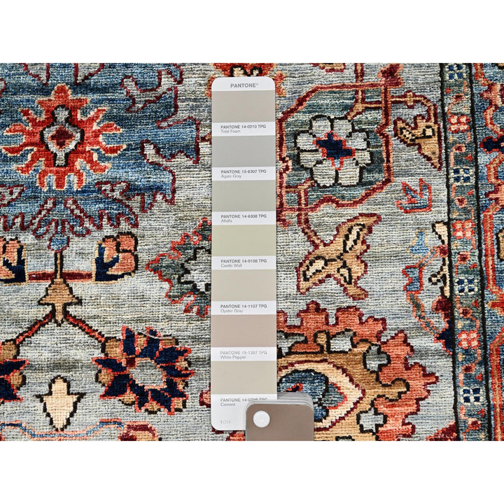 4'1" x 11'9" New Hand Knotted Grey Wool Runner Oriental Rug - MOA1021132