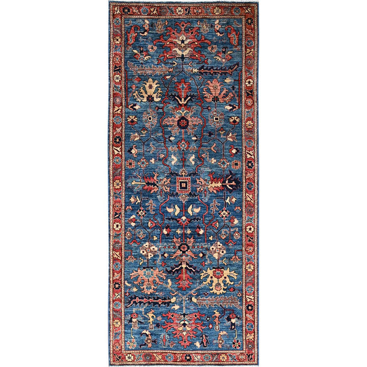 4'1" x 9'11" New Hand Knotted Blue Wool Runner Oriental Rug - MOA1021133