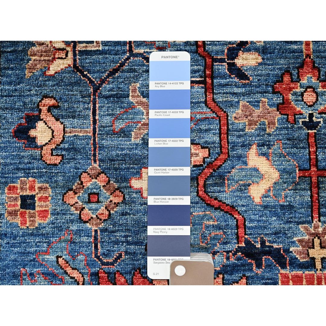 4'1" x 9'11" New Hand Knotted Blue Wool Runner Oriental Rug - MOA1021133