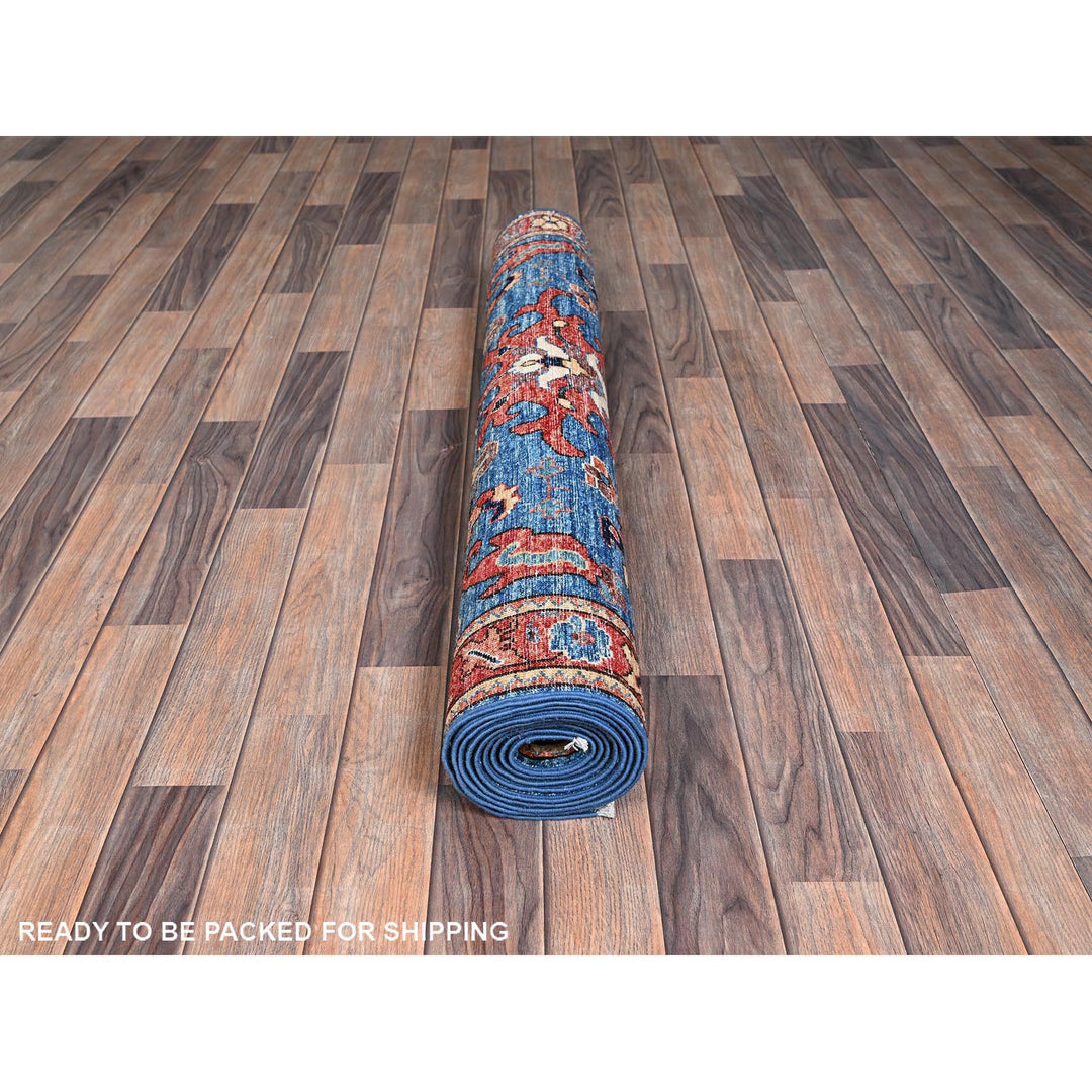 4'1" x 9'11" New Hand Knotted Blue Wool Runner Oriental Rug - MOA1021133